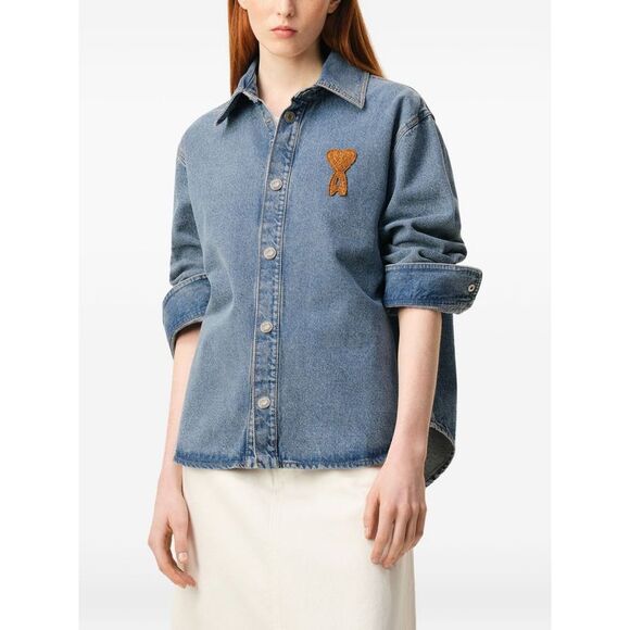 Ami Paris Women's Shirts Clear Blue - Picture 4 of 5